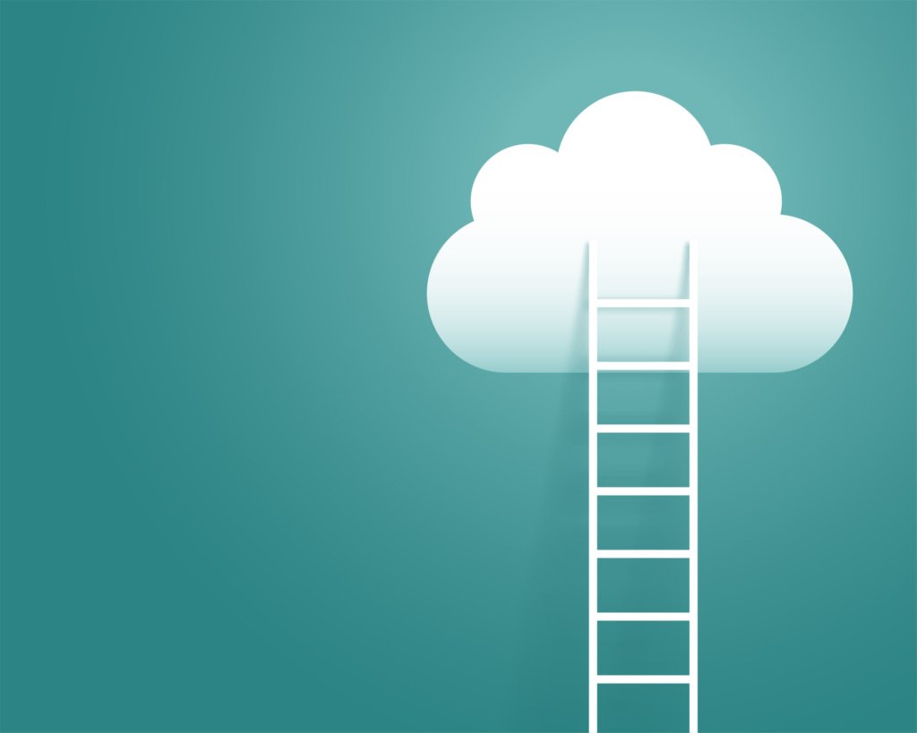 ladder leading to white cloud success concept background