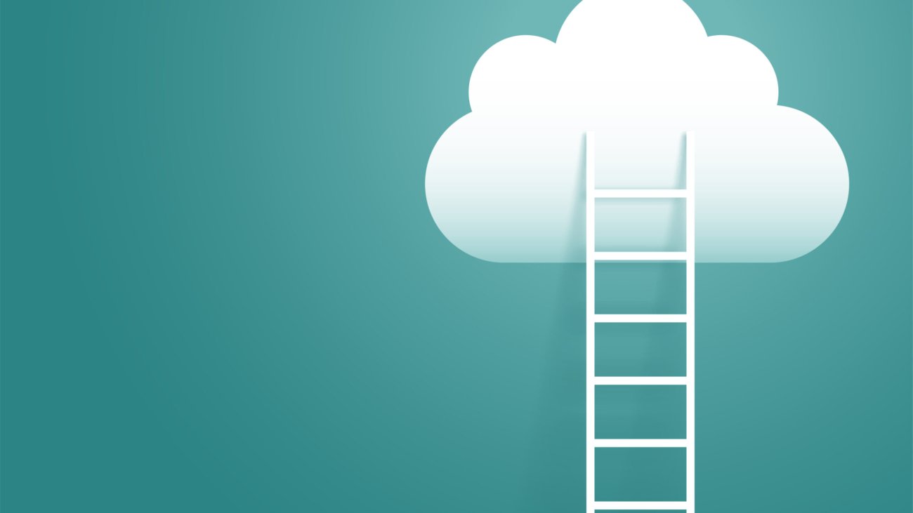 ladder leading to white cloud success concept background